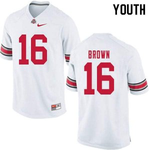 NCAA Ohio State Buckeyes Youth #16 Cameron Brown White Nike Football College Jersey MKD3445ER